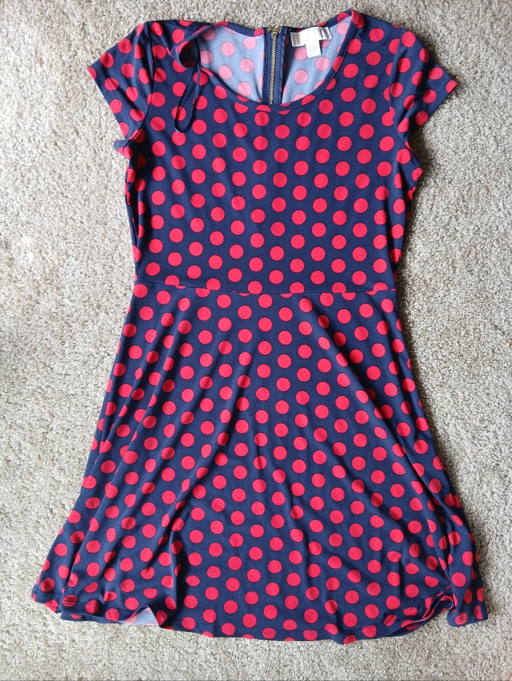 Michael Kors Navy Blue Dress with Red Polka Dots